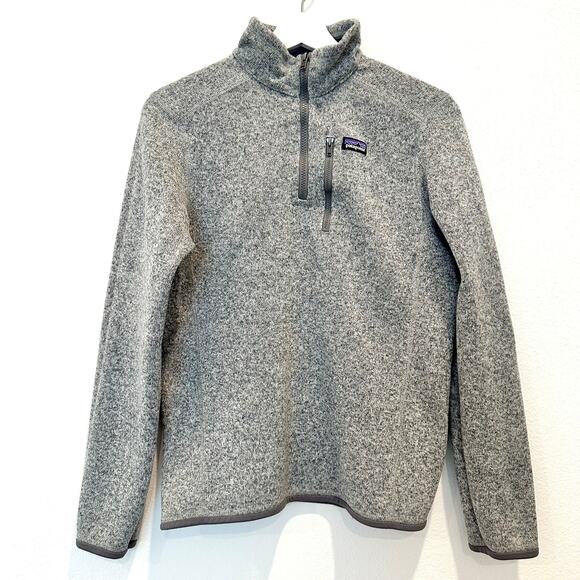 Patagonia Better Sweater Stonewash gray quarter zip collared sweater kids XXL - Picture 2 of 5